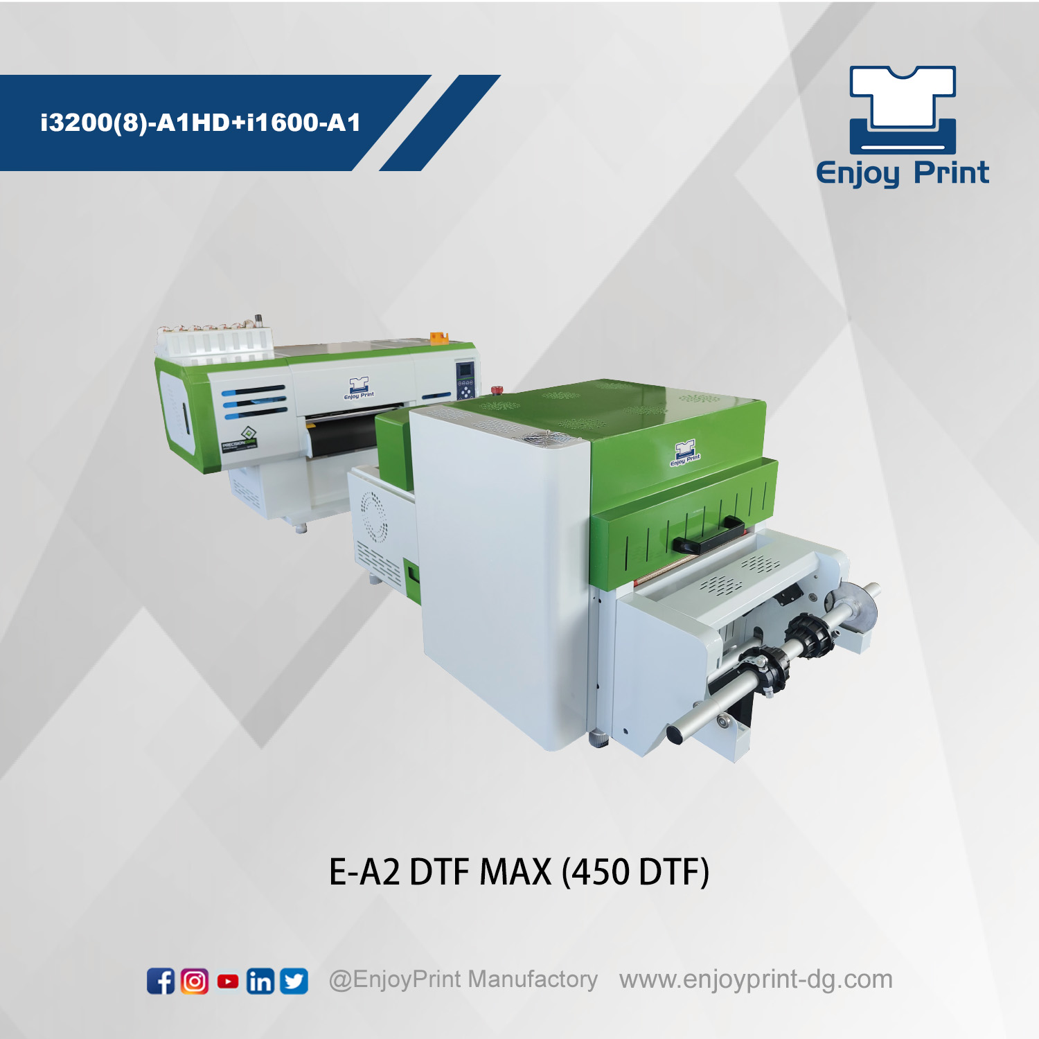 E-A2 Mini420 DTF Film Printing Machine A2 DTF (i3200(8)-A1HD+i1600-A1) Enjoyprint 